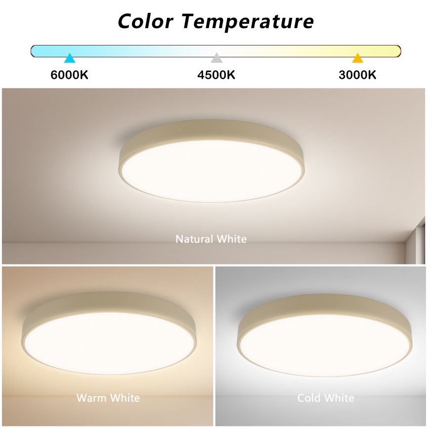 Brilagi - LED prigušiva plafonska svetiljka POOL SMART LED/48W/230V 3000-6000K fi 40 cm Wi-Fi Tuya bež + daljinski upravljač