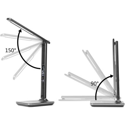 Brilagi - LED stona lampa sa prigušivačem, bežičnim QI punjenjem i USB REGINA LED/8,5W/230V crna