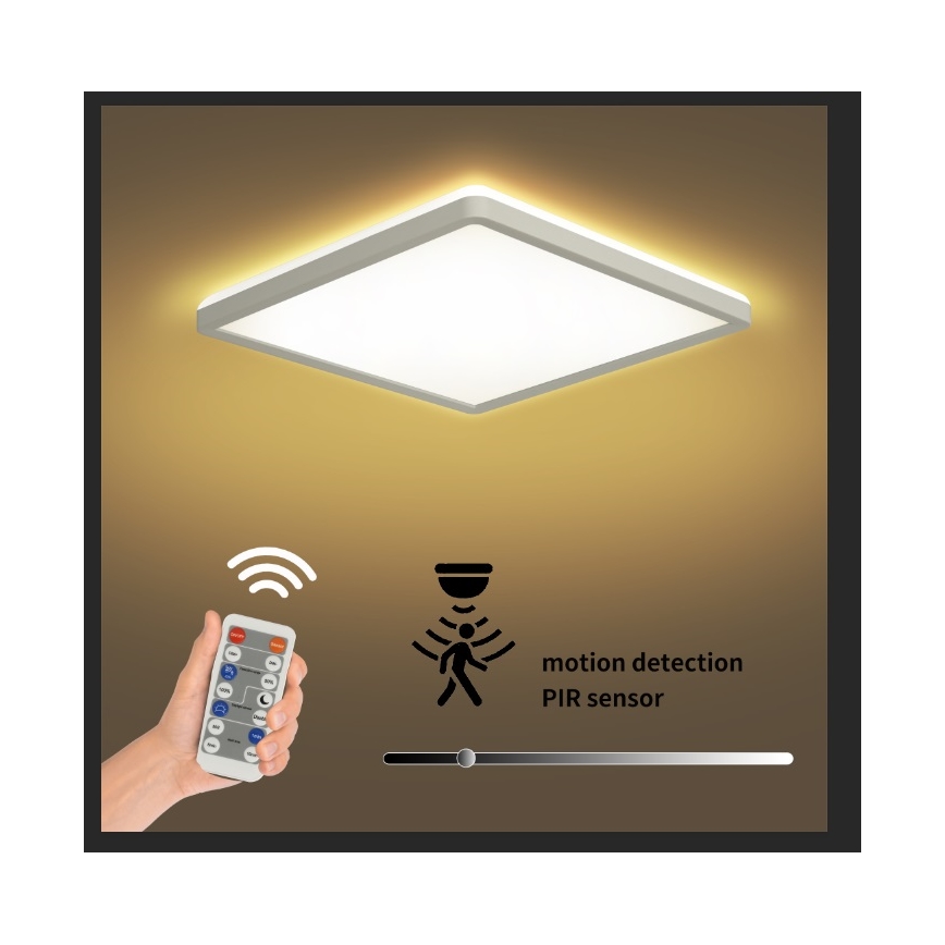 Brilagi - prigušiva LED svetiljka sa senzorom pokreta i sumraka ULTRA TANKA LED/18W/230V 30x30 cm + daljinski upravljač