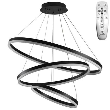 Brilagi - LED Prigušivi luster na sajli CIRCLE LED/125W/230V 3000-6500K crno + Daljinski upravljač