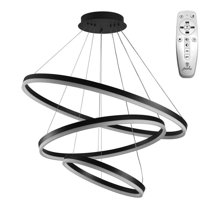 Brilagi - LED Prigušivi luster na sajli CIRCLE LED/125W/230V 3000-6500K crno + Daljinski upravljač