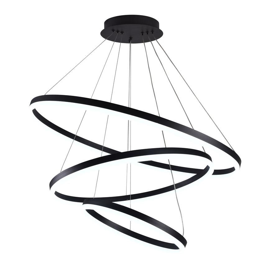 Brilagi - LED Prigušivi luster na sajli CIRCLE LED/125W/230V 3000-6500K crno + Daljinski upravljač