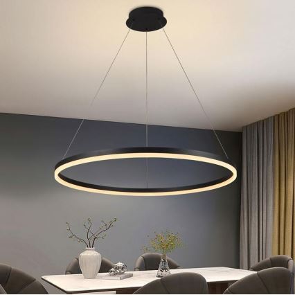 Brilagi - LED Prigušivi luster na sajli CIRCLE LED/55W/230V 3000-6500K crno + Daljinski upravljač