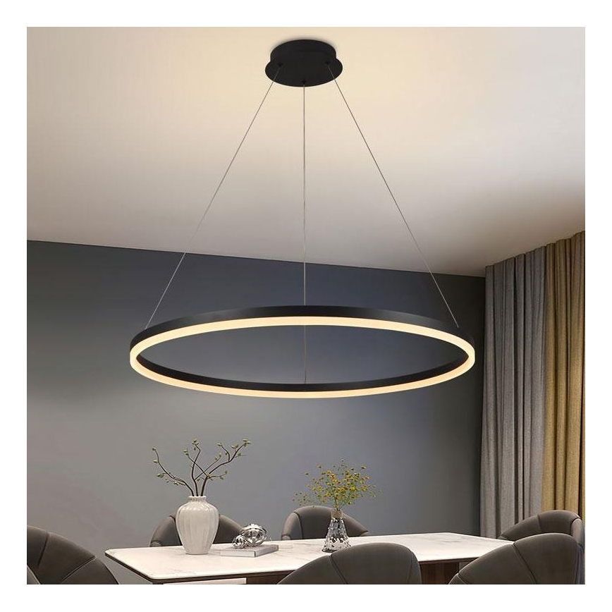 Brilagi - LED Prigušivi luster na sajli CIRCLE LED/55W/230V 3000-6500K crno + Daljinski upravljač