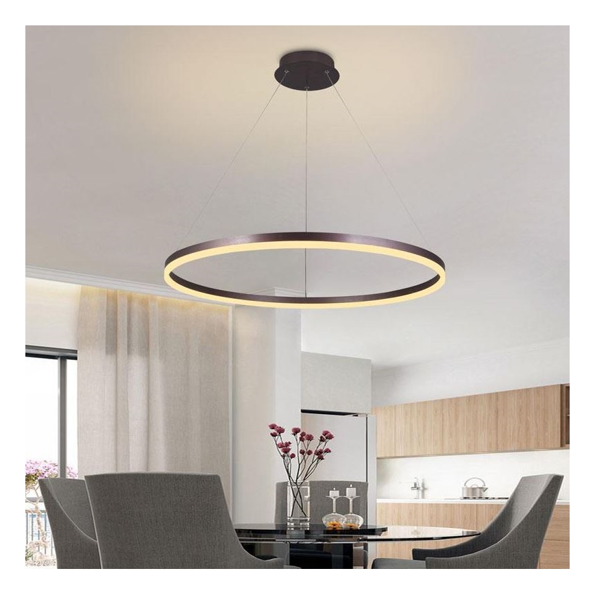 Brilagi - LED Prigušivi luster na sajli CIRCLE LED/55W/230V 3000-6500K braon + Daljinski upravljač