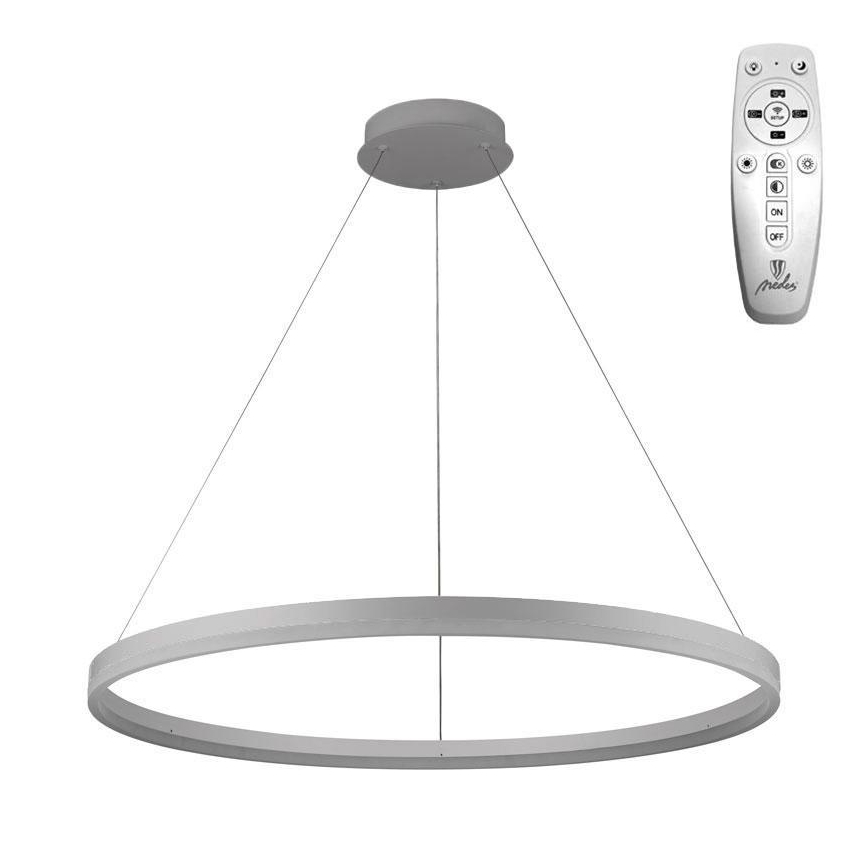 Brilagi - LED Prigušivi luster na sajli CIRCLE LED/55W/230V 3000-6500K srebrno + Daljinski upravljač