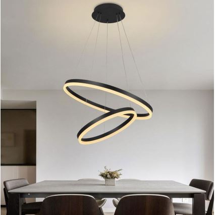Brilagi - LED Prigušivi luster na sajli CIRCLE LED/70W/230V 3000-6500K crno + Daljinski upravljač