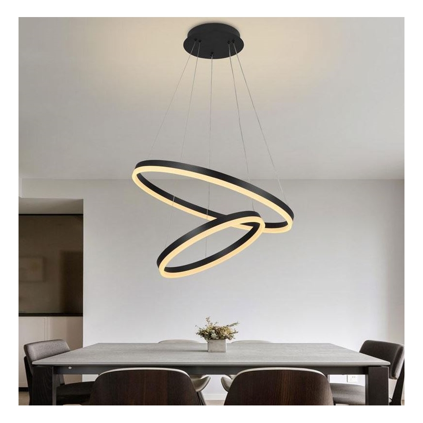 Brilagi - LED Prigušivi luster na sajli CIRCLE LED/70W/230V 3000-6500K crno + Daljinski upravljač