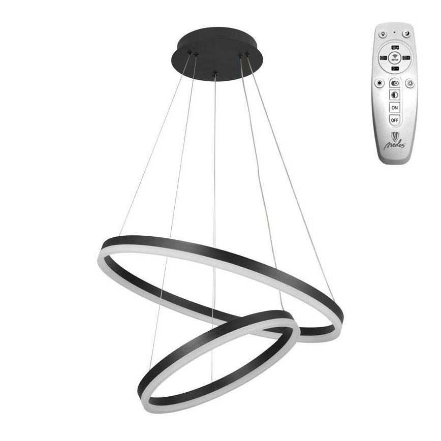 Brilagi - LED Prigušivi luster na sajli CIRCLE LED/70W/230V 3000-6500K crno + Daljinski upravljač