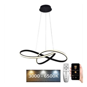 Brilagi - LED Prigušivi luster na sajli COSMOWAVE LED/70W/230V crno + Daljinski upravljač