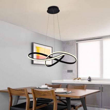 Brilagi - LED Prigušivi luster na sajli COSMOWAVE LED/70W/230V crno + Daljinski upravljač