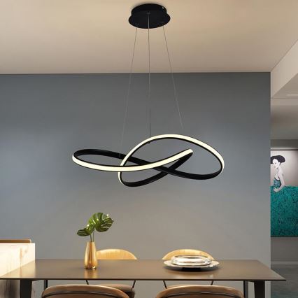 Brilagi - LED Prigušivi luster na sajli COSMOWAVE LED/70W/230V crno + Daljinski upravljač