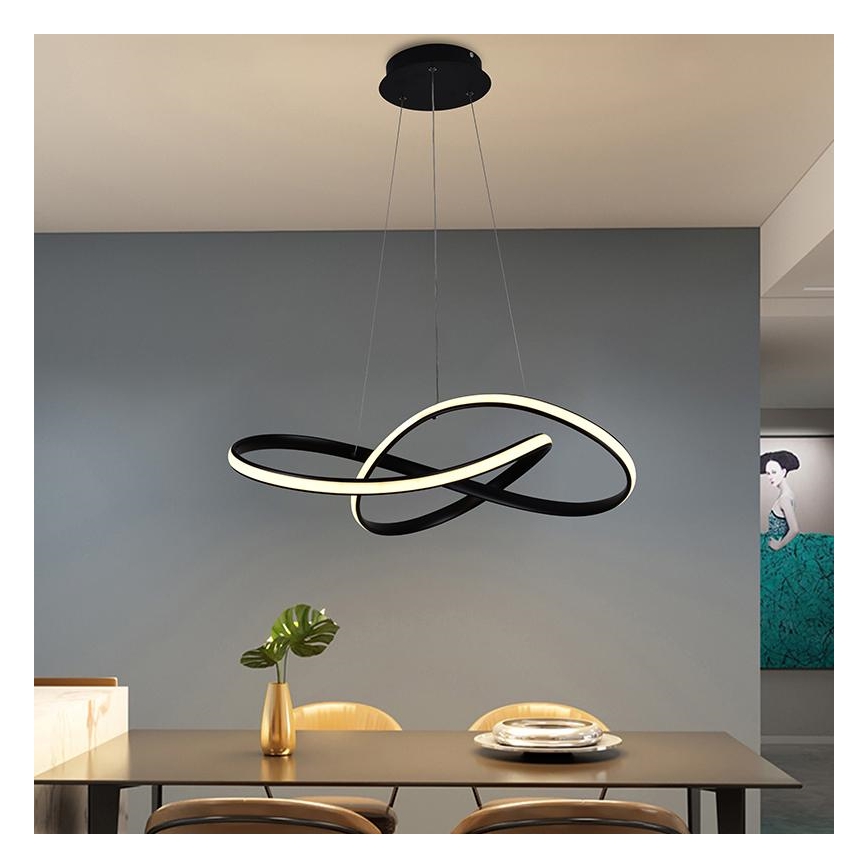 Brilagi - LED Prigušivi luster na sajli COSMOWAVE LED/70W/230V crno + Daljinski upravljač