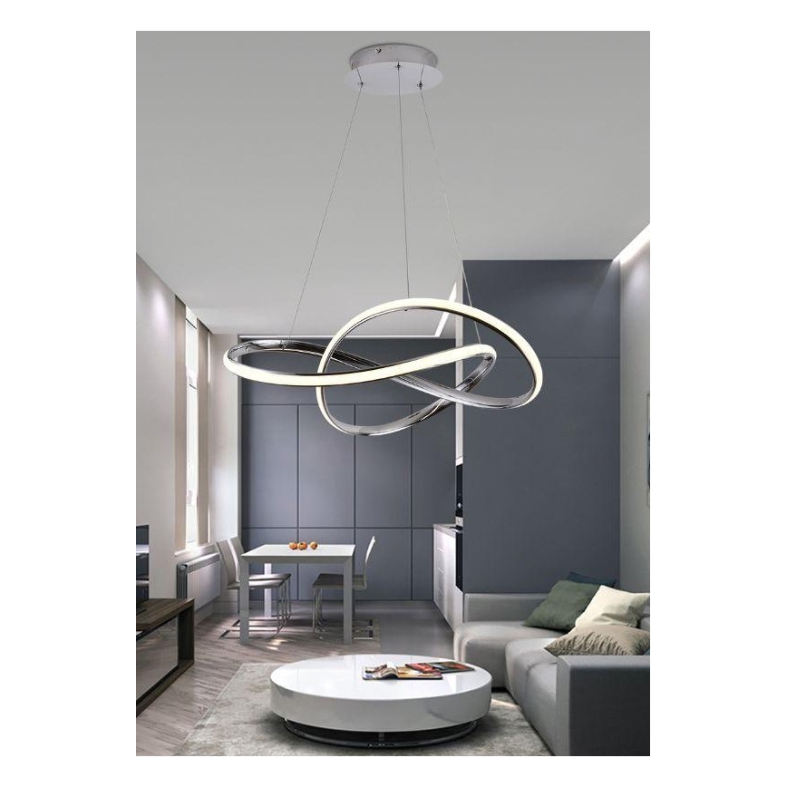 Brilagi - LED Prigušivi luster na sajli COSMOWAVE LED/70W/230V krom + Daljinski upravljač