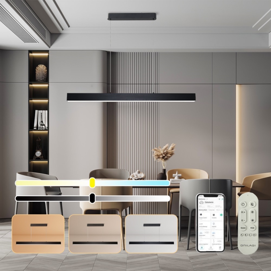 Brilagi - LED Prigušivi luster na sajli SLEEKLINE SMART LED/40W/230V 3000-6000K Wi-Fi Tuya crno + Daljinski upravljač