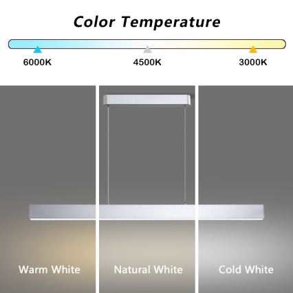 Brilagi - LED Prigušivi luster na sajli SLEEKLINE SMART LED/40W/230V 3000-6000K Wi-Fi Tuya srebrno + Daljinski upravljač