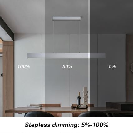 Brilagi - LED Prigušivi luster na sajli SLEEKLINE SMART LED/40W/230V 3000-6000K Wi-Fi Tuya srebrno + Daljinski upravljač
