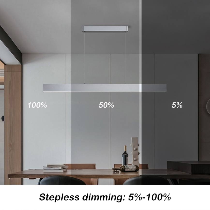 Brilagi - LED Prigušivi luster na sajli SLEEKLINE SMART LED/40W/230V 3000-6000K Wi-Fi Tuya srebrno + Daljinski upravljač