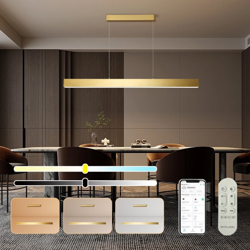 Brilagi - LED Prigušivi luster na sajli SLEEKLINE SMART LED/40W/230V 3000-6000K Wi-Fi Tuya zlatna + Daljinski upravljač