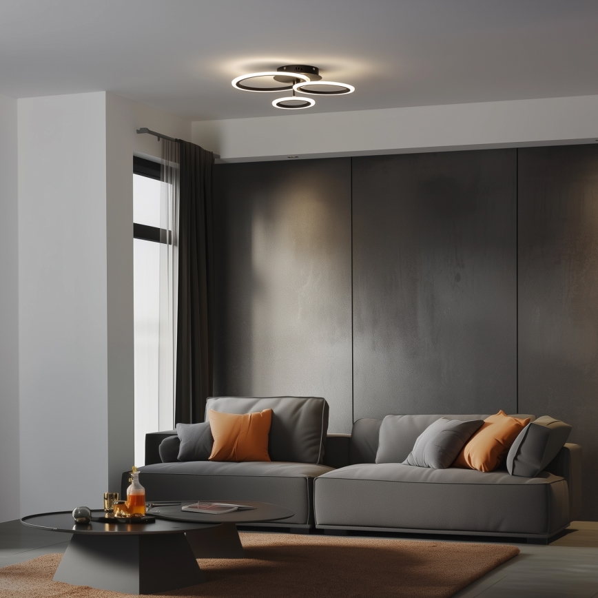 Brilagi - LED Prigušivi nadgradni luster ORBITS LED/40W/230V 3000-6500K crno + Daljinski upravljač