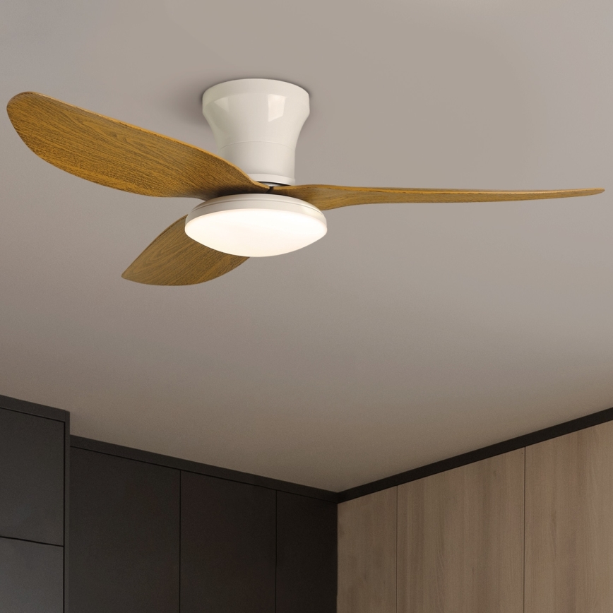 Brilagi - LED Prigušivi plafonski ventilator LED/30W/230V 3000-6500K bela/braon + Daljinski upravljač