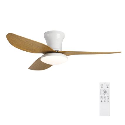 Brilagi - LED Prigušivi plafonski ventilator LED/30W/230V 3000-6500K bela/braon + Daljinski upravljač
