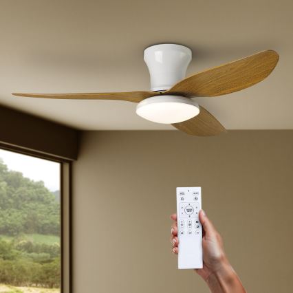 Brilagi - LED Prigušivi plafonski ventilator LED/30W/230V 3000-6500K bela/braon + Daljinski upravljač