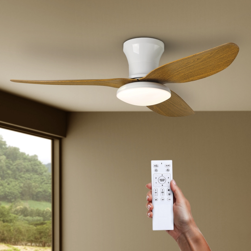 Brilagi - LED Prigušivi plafonski ventilator LED/30W/230V 3000-6500K bela/braon + Daljinski upravljač