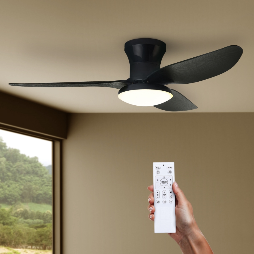 Brilagi - LED Prigušivi plafonski ventilator LED/30W/230V 3000-6500K crno + Daljinski upravljač