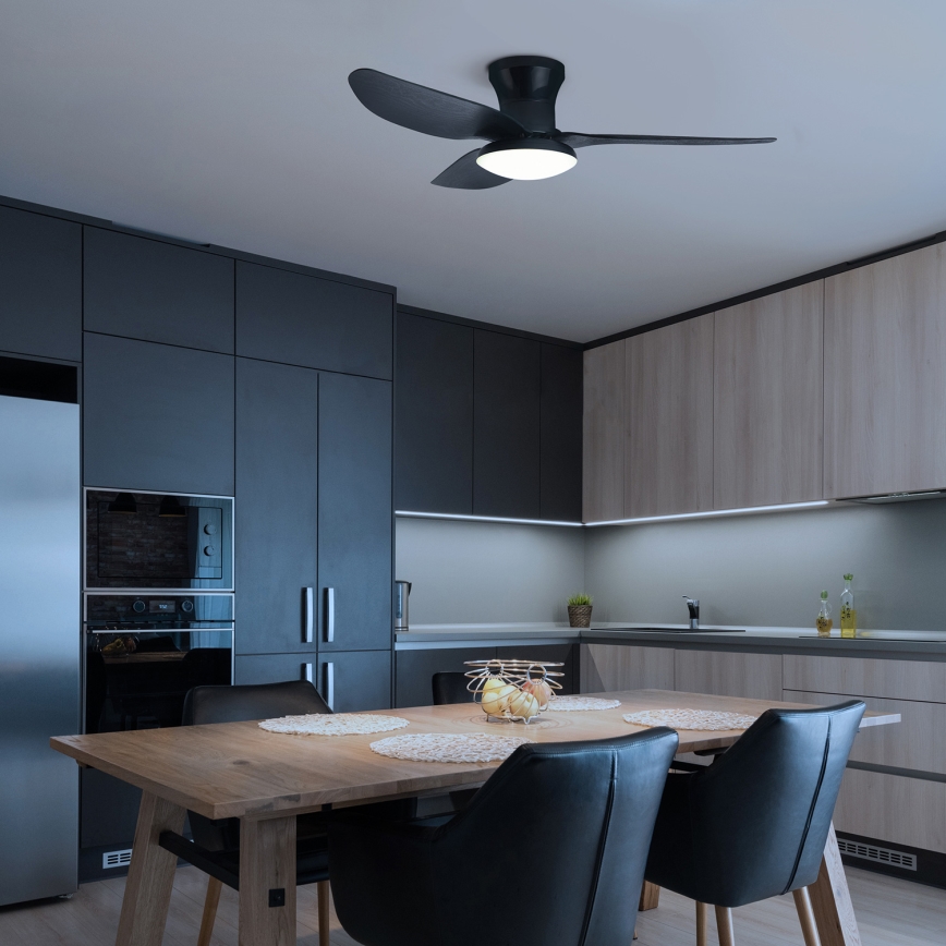 Brilagi - LED Prigušivi plafonski ventilator LED/30W/230V 3000-6500K crno + Daljinski upravljač