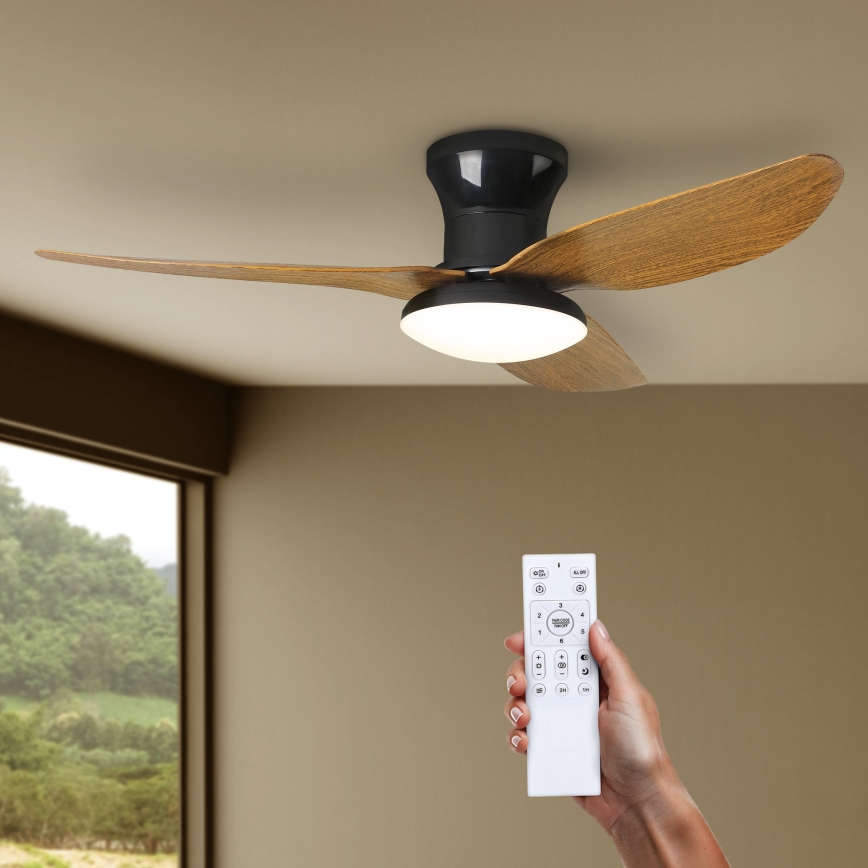 Brilagi - LED Prigušivi plafonski ventilator LED/30W/230V 3000-6500K crno/braon + Daljinski upravljač