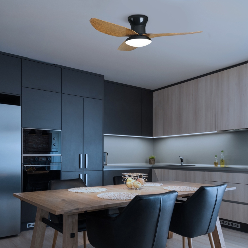 Brilagi - LED Prigušivi plafonski ventilator LED/30W/230V 3000-6500K crno/braon + Daljinski upravljač