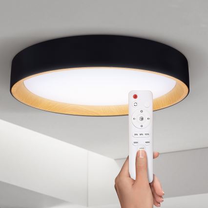 Brilagi - LED Prigušiva plafonjera LARIOS LED/48W/230V 3000-6500K ø 39 cm crno + Daljinski upravljač