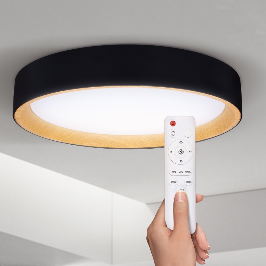 Brilagi - LED Prigušiva plafonjera LARIOS LED/48W/230V 3000-6500K ø 39 cm crno + Daljinski upravljač