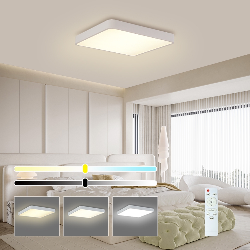 Brilagi - LED Prigušiva plafonjera POOL LED/36W/230V 3000-6000K 40x40 cm bela + Daljinski upravljač