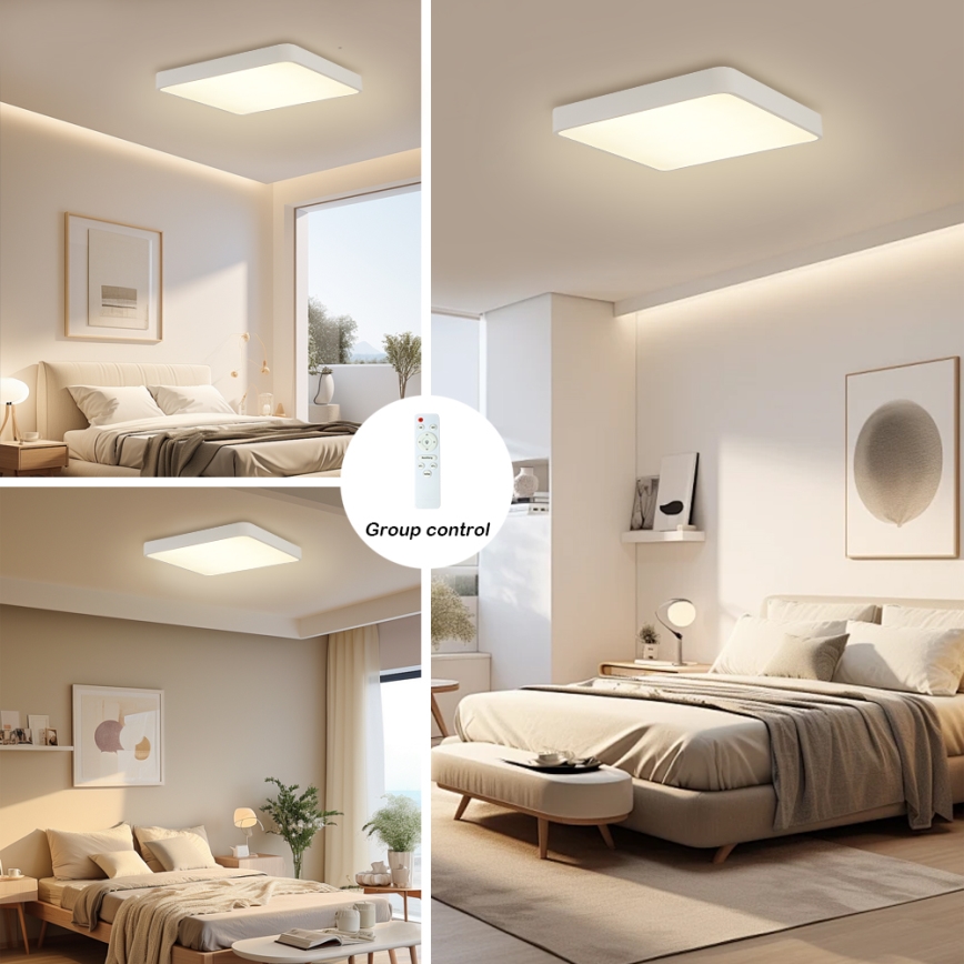Brilagi - LED Prigušiva plafonjera POOL LED/36W/230V 3000-6000K 40x40 cm bela + Daljinski upravljač