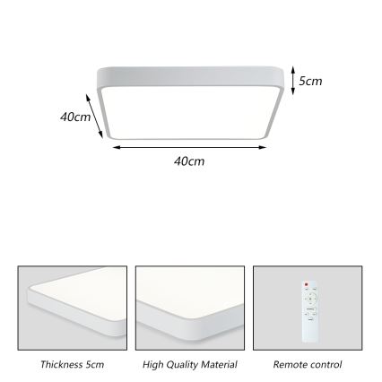 Brilagi - LED Prigušiva plafonjera POOL LED/36W/230V 3000-6000K 40x40 cm bela + Daljinski upravljač