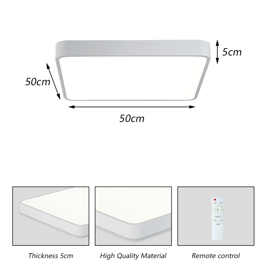Brilagi - LED Prigušiva plafonjera POOL LED/48W/230V 3000-6000K 50x50 cm bela + Daljinski upravljač