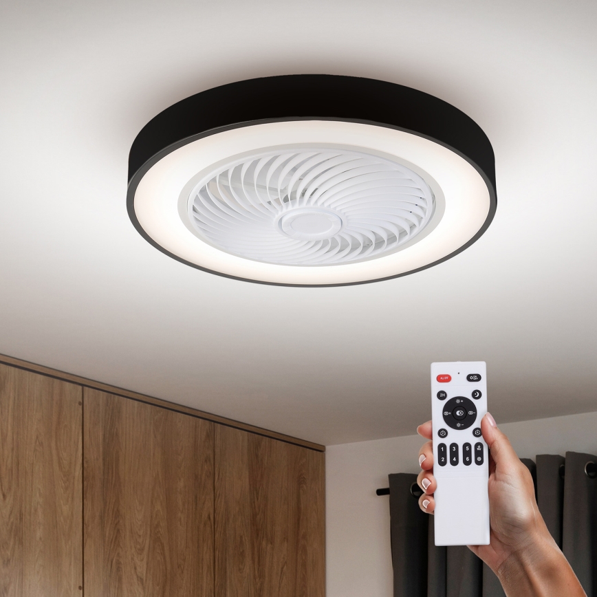 Brilagi - LED Prigušiva plafonjera sa ventilatorom LED/30W/230V 3000-6500K crno + Daljinski upravljač