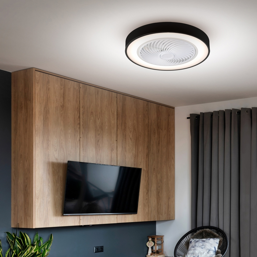 Brilagi - LED Prigušiva plafonjera sa ventilatorom LED/30W/230V 3000-6500K crno + Daljinski upravljač