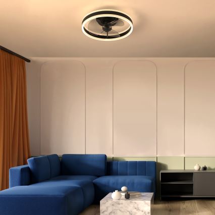 Brilagi - LED Prigušiva plafonjera sa ventilatorom LED/30W/230V 3000-6500K crno + Daljinski upravljač