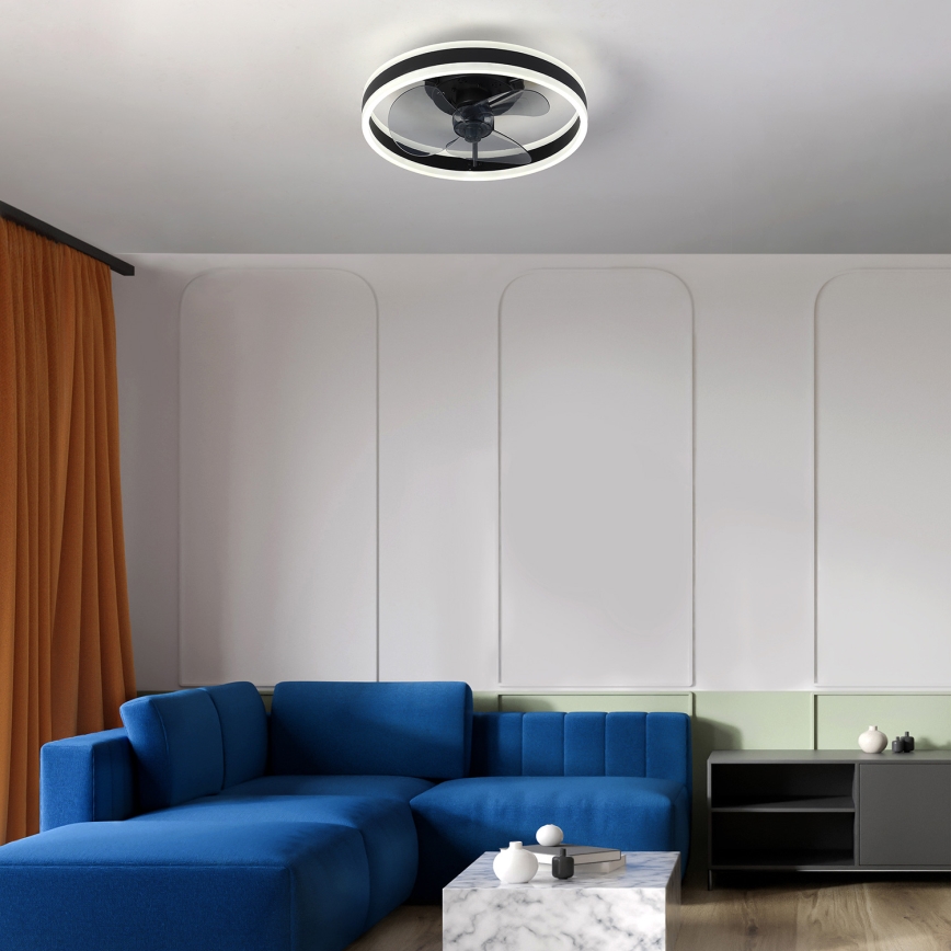 Brilagi - LED Prigušiva plafonjera sa ventilatorom LED/30W/230V 3000-6500K crno + Daljinski upravljač