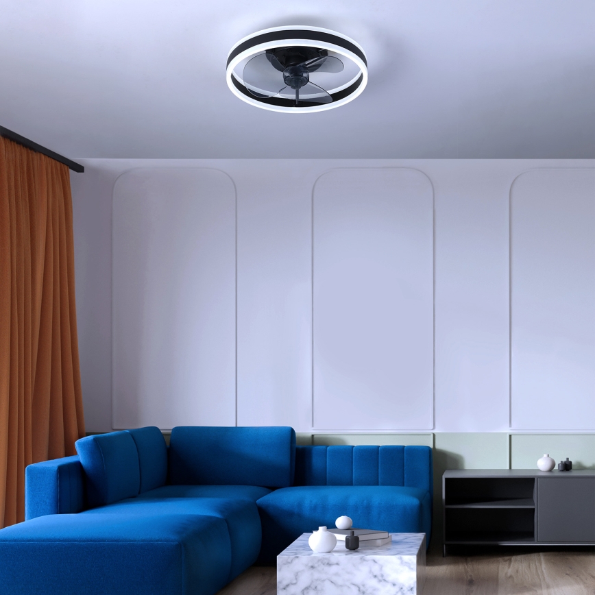 Brilagi - LED Prigušiva plafonjera sa ventilatorom LED/30W/230V 3000-6500K crno + Daljinski upravljač