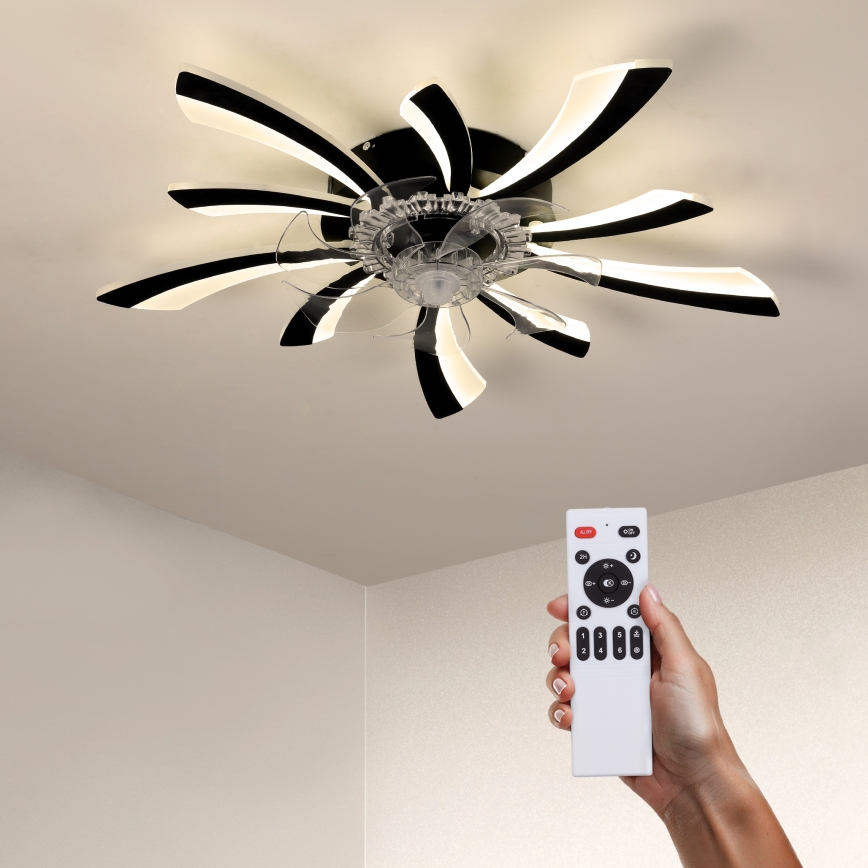 Brilagi - LED Prigušiva plafonjera sa ventilatorom LED/50W/230V 3000-6500K crno + Daljinski upravljač
