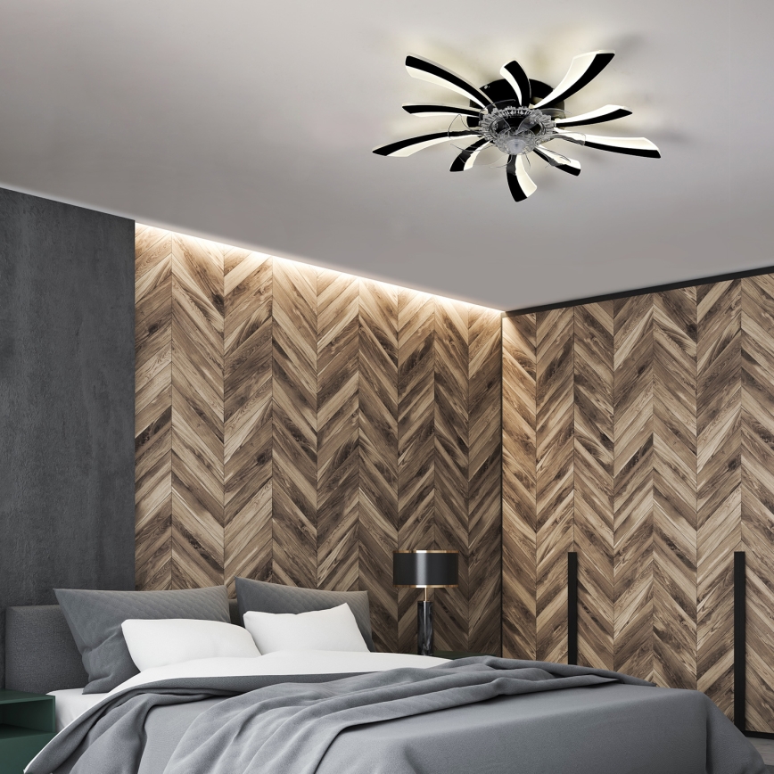 Brilagi - LED Prigušiva plafonjera sa ventilatorom LED/50W/230V 3000-6500K crno + Daljinski upravljač