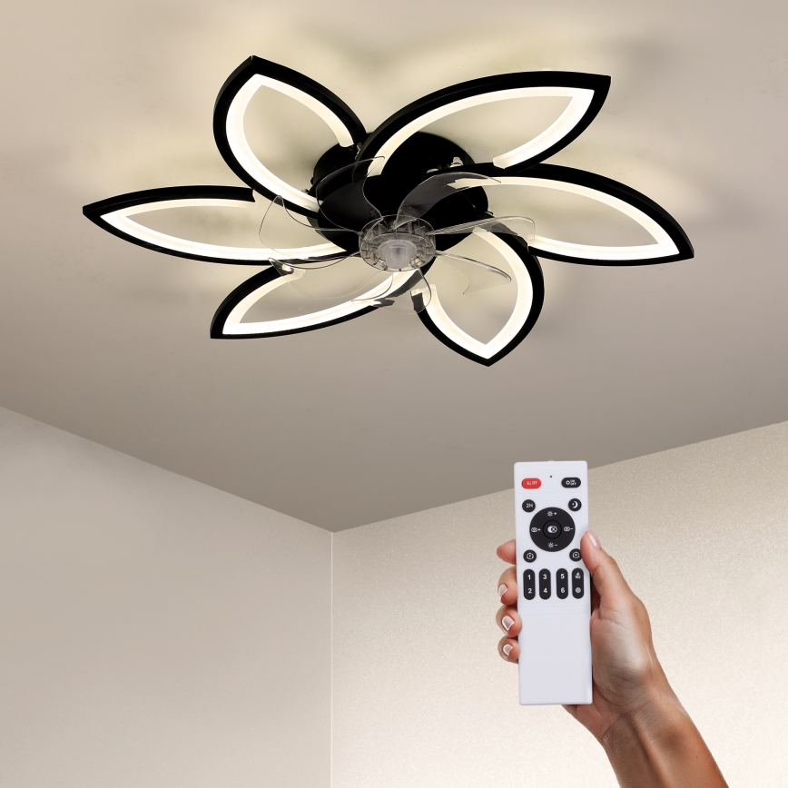 Brilagi - LED Prigušiva plafonjera sa ventilatorom LED/50W/230V 3000-6500K crno + Daljinski upravljač