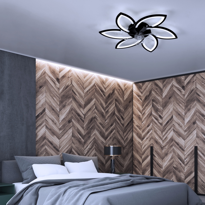 Brilagi - LED Prigušiva plafonjera sa ventilatorom LED/50W/230V 3000-6500K crno + Daljinski upravljač