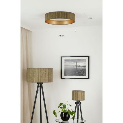 Brilagi - LED Prigušiva plafonjera VEGAS SHINE LED/24W/230V 3000/4000/6500K slama braon/zlatna + Daljinski upravljač
