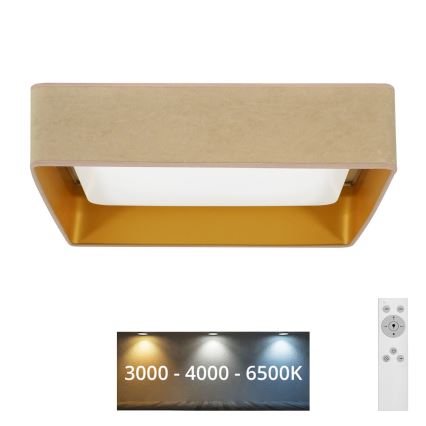 Brilagi - LED Prigušiva plafonjera VELVET SQUARE LED/24W/230V 3000/4000/6500K + Daljinski upravljač bež