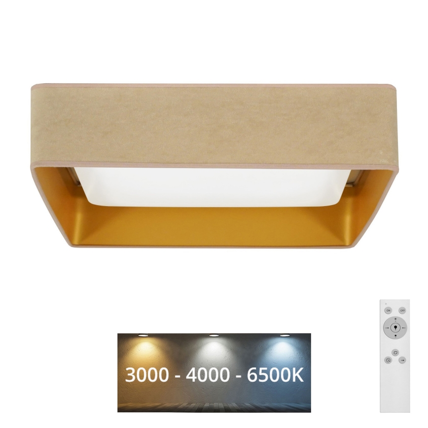 Brilagi - LED Prigušiva plafonjera VELVET SQUARE LED/24W/230V 3000/4000/6500K + Daljinski upravljač bež
